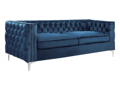 Salon bleu en velours canapé canapé Rembourrage canapés trois places meubles de luxe Tissu
